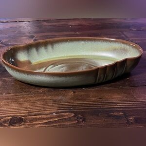 Frankoma Oval Dish in Earthy Brown and Green